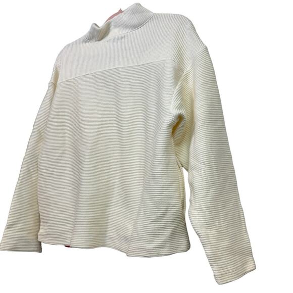 Madewell Cream Ottoman Ribbed Knit Funnel Neck Drop-Shoulder Oversize Top Size S - Picture 8 of 9